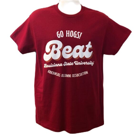 University of Arkansas Go Hogs Beat Louisiana State Red Graphic T-shirt Medium - Picture 1 of 8